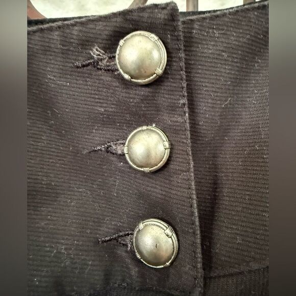 Black High-Waisted Wide-Leg Pants with Button Detail - Picture 9 of 11